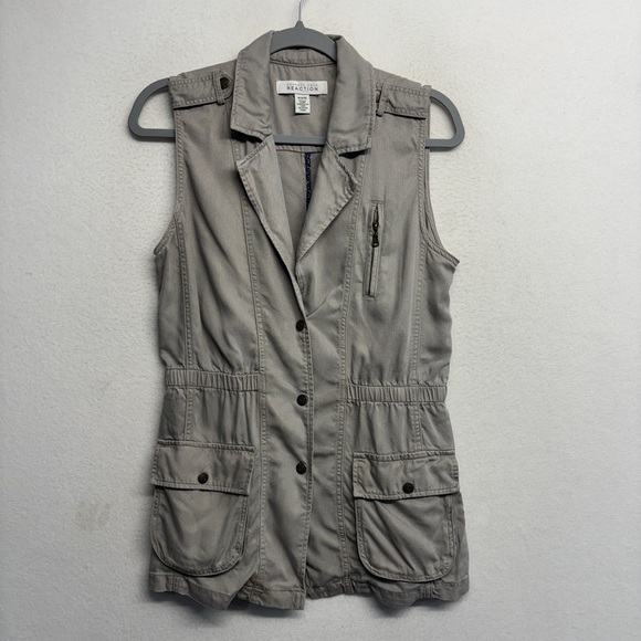 Kenneth cole reaction Cargo Vest M Gray Tencel Utility safari - Picture 1 of 7